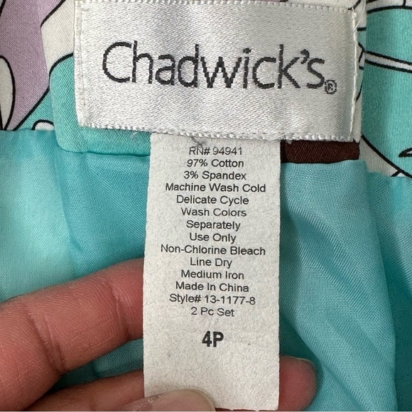 Chadwick's Vtg 70's Retro Styled Blue Floral Presley Long Button 4P Blazer - Picture 11 of 15